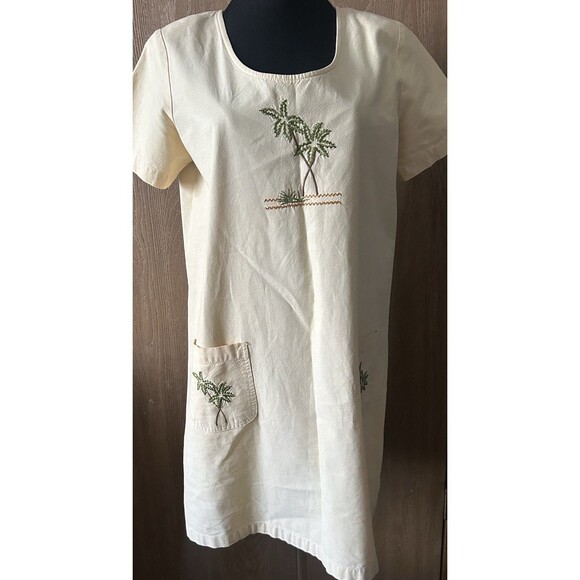 Blue J. 100%cotton  VTG 90s Embroidery MIDI Coastal Dress Women’s M - Picture 5 of 9